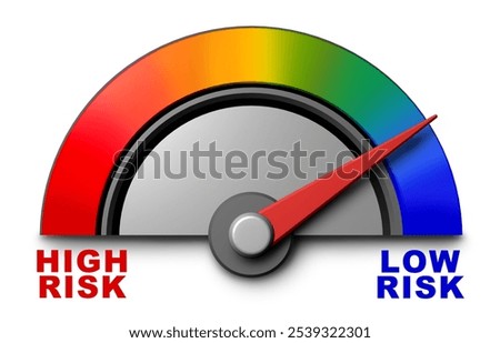 Lower Your Risk and Mitigation or managing risks as a metaphor for security and safeguarding as a conservative business insurance symbol 3D illustration elements.