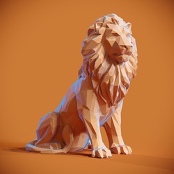 Lowpoly Lion Papercraft. 3D Model.