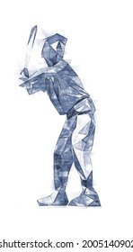 A Low-poly Stylised Sketch Of A Junior Baseball Player.