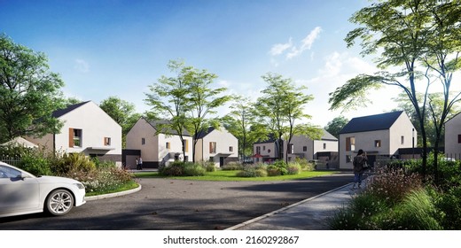 low-rise residential complex 3d rendering