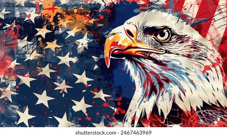 Loyalty Day Tribute USA Flag and Bald Eagle Design for your background bussines, poster, wallpaper, banner, greeting cards, and advertising for business entities or brands. - Powered by Shutterstock