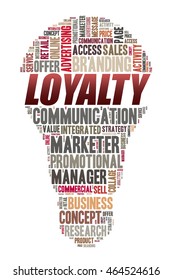 LOYALTY word on word cloud concept with bulb shape