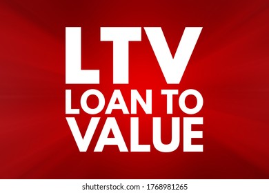 LTV Loan To Value - Ratio Of A Loan To The Value Of An Asset Purchased, Acronym Text Concept Background