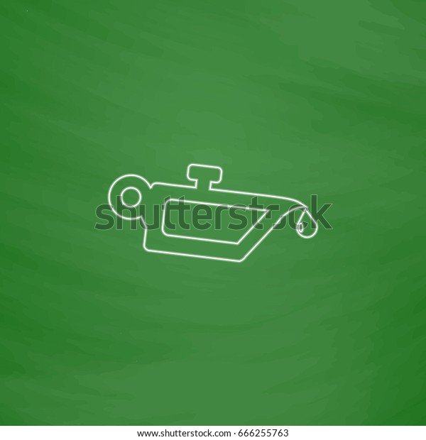lube oil Outline icon. Imitation draw\
with white chalk on green chalkboard. Flat Pictogram and School\
board background. Illustration\
symbol
