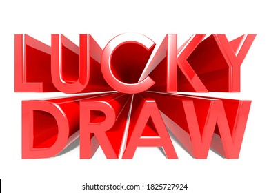 Lucky Draw Word In Red, 3D Rendering