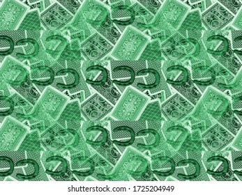 Lucky Seamless Background - Horseshoes and Playing Cards - Green