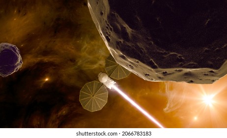 Lucy Is A Space Probe On A Twelve-year Journey To Eight Different Asteroids, Visiting A Main Belt Asteroid And Jupiter Trojans, Asteroids Which Share Jupiter's Orbit Around The Sun. 3d Rendering