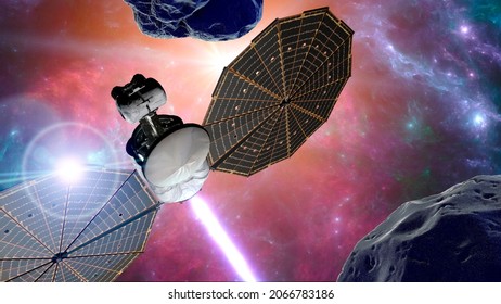 Lucy Is A Space Probe On A Twelve-year Journey To Eight Different Asteroids, Visiting A Main Belt Asteroid And Jupiter Trojans, Asteroids Which Share Jupiter's Orbit Around The Sun. 3d Rendering