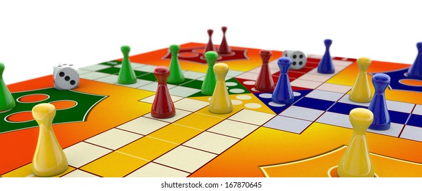 Ludo Board Game On White