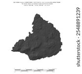 Lulu Island in the The Coastal Waters of Southeast Alaska and British Columbia, belonging to United States, isolated on a bilevel elevation map, with distance scale