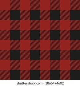 Lumberjack plaid seamless pattern. Textile template illustration. Dark red color.