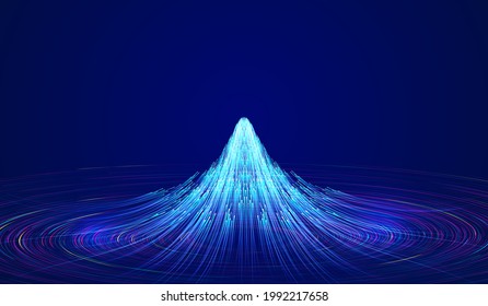 The luminous lines on the spiral line converge the background of big data of Internet science and technology.