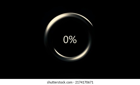 Luminous Ring With Percentages. Motion. Bright Ring Is Filled With Color With Numbers And Percentages. Ring Of Loading Or Charging Phone In 3d