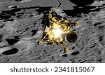 Luna 25 lander Russian lunar exploration program 3D render. 3D render moon suface. 3D Illustration