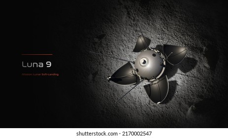 Luna 9 Lunar Lander 3D Illustration Poster