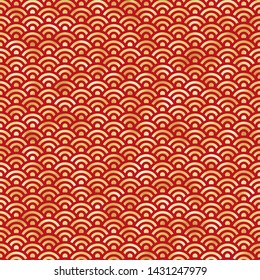 Lunar New Year Seamless Pattern - Red And Gold Pattern Design For Lunar Or Chinese New Year