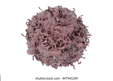 Lung Cancer Cell Isolated On White Background, 3D Illustration