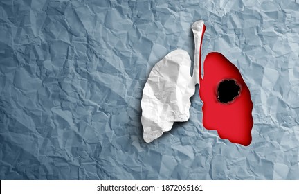 Lung cancer diagnosis and Human lungs disease symptoms concept as a decline in respiratory function caused by a tumor in a 3D illustration style.