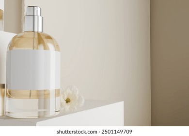 Luxe perfume on a light background, 3d render