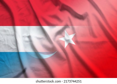 Luxembourg and Turkey political flag international relations TUR LUX banner country Turkey Luxembourg patriotism. 3d image