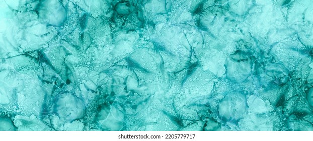 Luxurious Abstract Background, Alcohol Ink, Pattern By Hand Drawn, Gorgeous Understated Blue-green Mood 