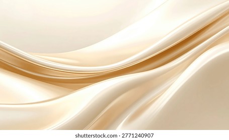 A luxurious abstract background featuring flowing waves of golden silk fabric, creating a sense of elegance and sophistication.