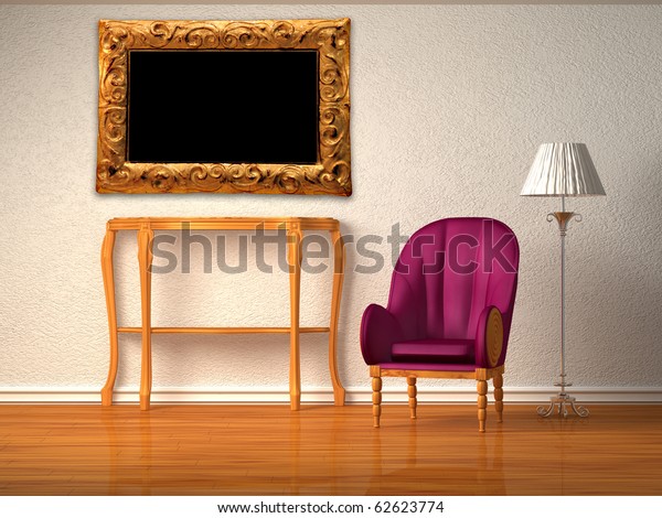 Luxurious Chair Wooden Console Picture Frame Stock