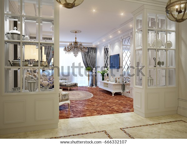 Luxurious Classic Baroque Living Room Interior Stock Image
