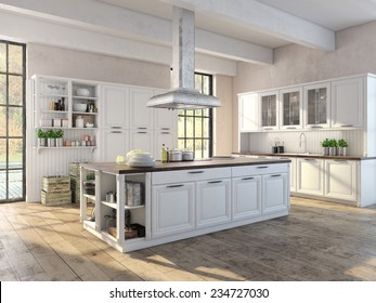 Luxurious kitchen with stainless steel appliances in a apartment