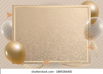 Luxurious New Year Festival Gold Balloons Frame Background