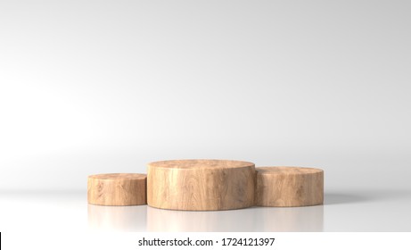 luxury brown fine wood box, block, square podium cube green leaves in white marble background. concept scene stage showcase, product, perfume, promotion sale, wooden, presentation, cosmetic. 3D render