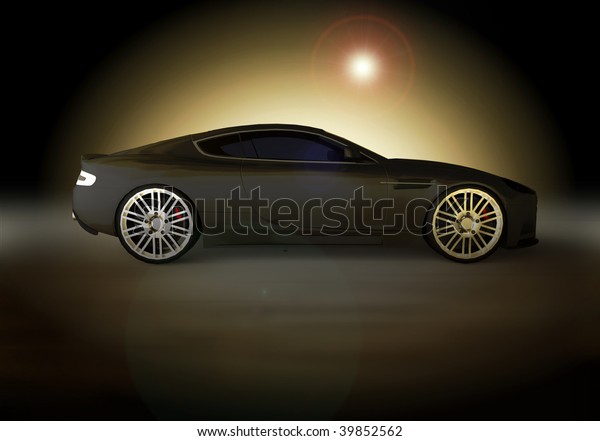 luxury business sports car / sportscar at sunset\
/ sunrise