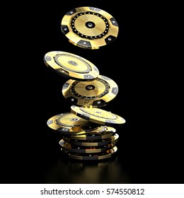 Luxury Casino Chip Gold And Diamond 3d Rendering Image