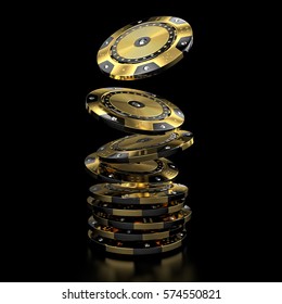 Luxury Casino Chip Gold And Diamond 3d Rendering Image