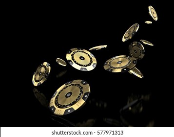 Luxury Casino Chip Gold And Diamond 3d Rendering Image