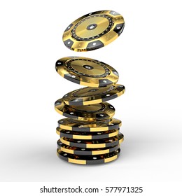 Luxury Casino Chip Gold And Diamond 3d Rendering Image