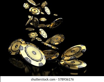 Luxury Casino Chip Gold And Diamond 3d Rendering Image