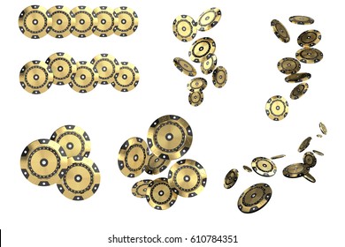 Luxury Casino Chip Gold And Diamond 3d Rendering Image