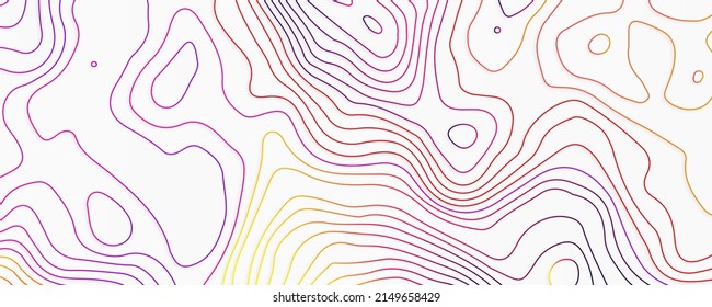 Luxury Colorful Abstract Line Art Background, Illustration Of Topographic Line Contour Map, Abstract Stylized Topographic Contour Elevation In Lines And Contours.