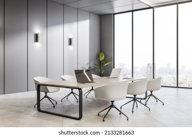 Luxury Concrete Conference Room Interior Furniture Stock Illustration ...