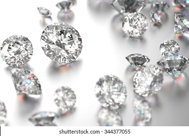 Luxury Diamonds On White Backgrounds