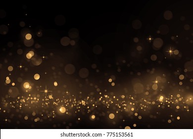 Luxury Gold Bokeh On Black Background For Decoration