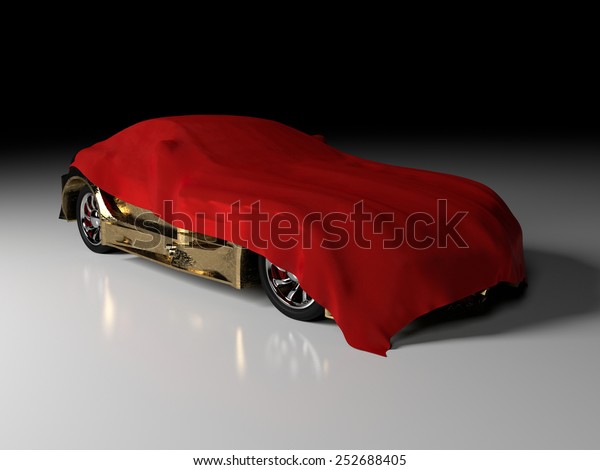 Luxury gold car and red\
cloth