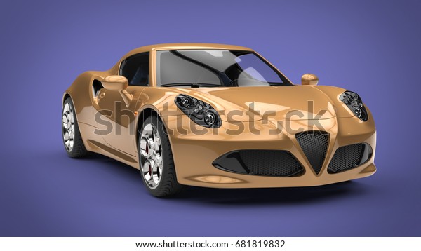 Luxury gold\
modern sports car - 3D\
Illustration