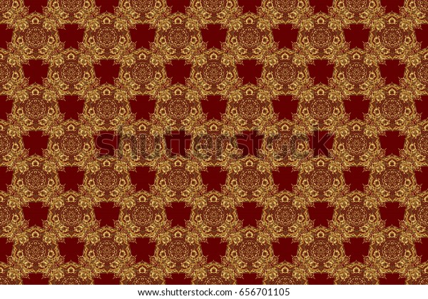 Luxury gold\
seamless pattern with stars. Raster gold star pattern, star\
decorations, golden grid on a red\
background.