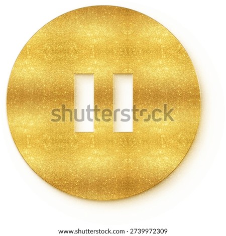 Luxury golden glitter solid pause circle icon for media control