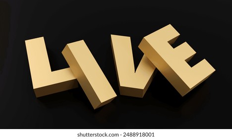 Luxury golden inscription live on black podium, soft light, front view smooth background, 3d rendering - Powered by Shutterstock