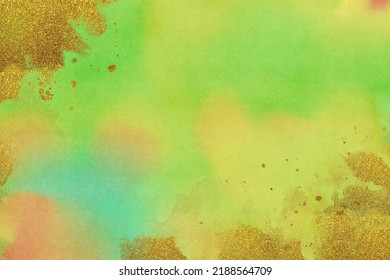 Luxury green and gold watercolor background texture design