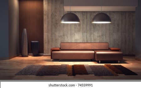 Luxury Lounge Room With Couch, 3d Render