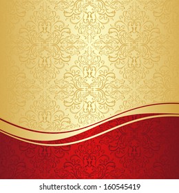 Luxury Ornamental Background: Gold And Red. Raster Version.